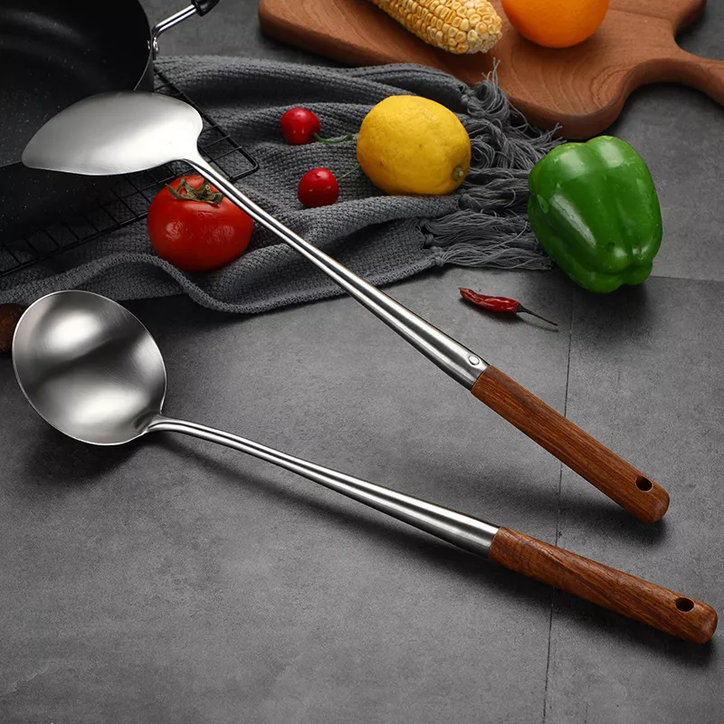 Stainless Steel Kitchen Tool Set with Wooden Handles - Image 4