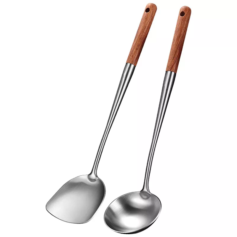 Stainless Steel Kitchen Tool Set with Wooden Handles - Image 7