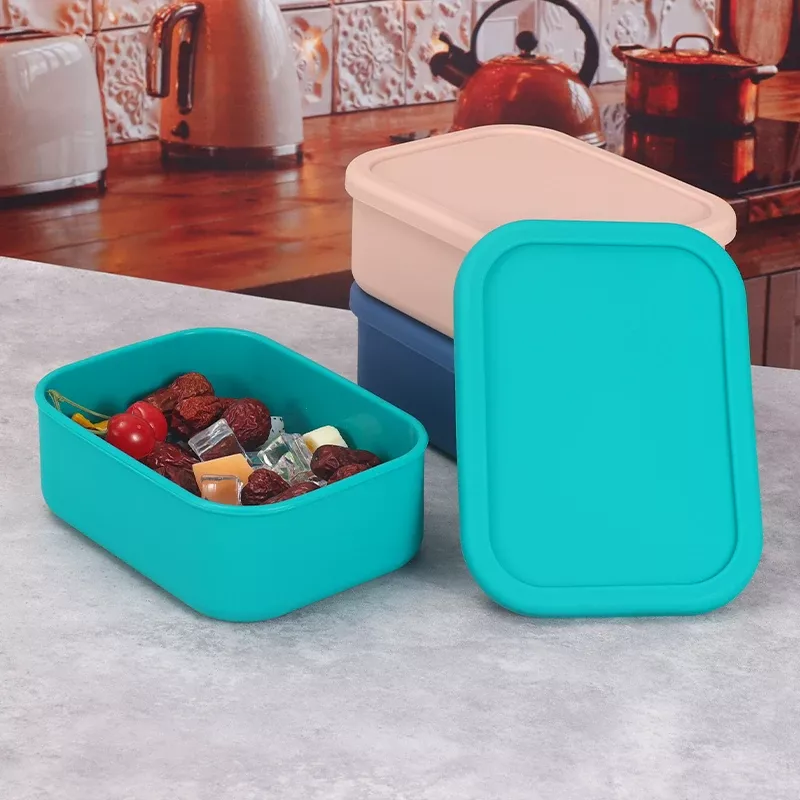 3-Compartment Silicone Bento Lunch Box