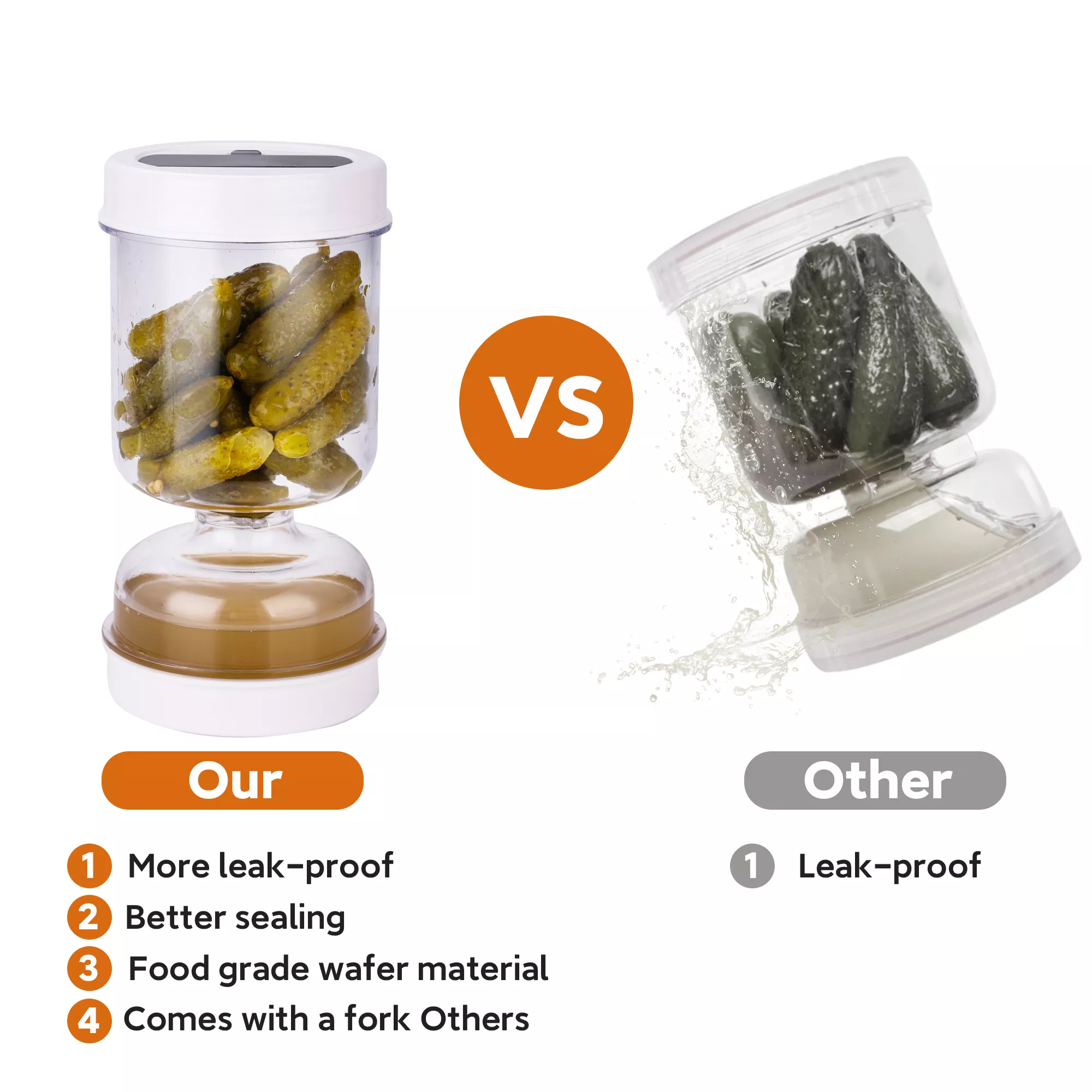 Olive and Pickle Strainer Jar – Airtight Flip Lid Container for Easy Food Storage - Image 5