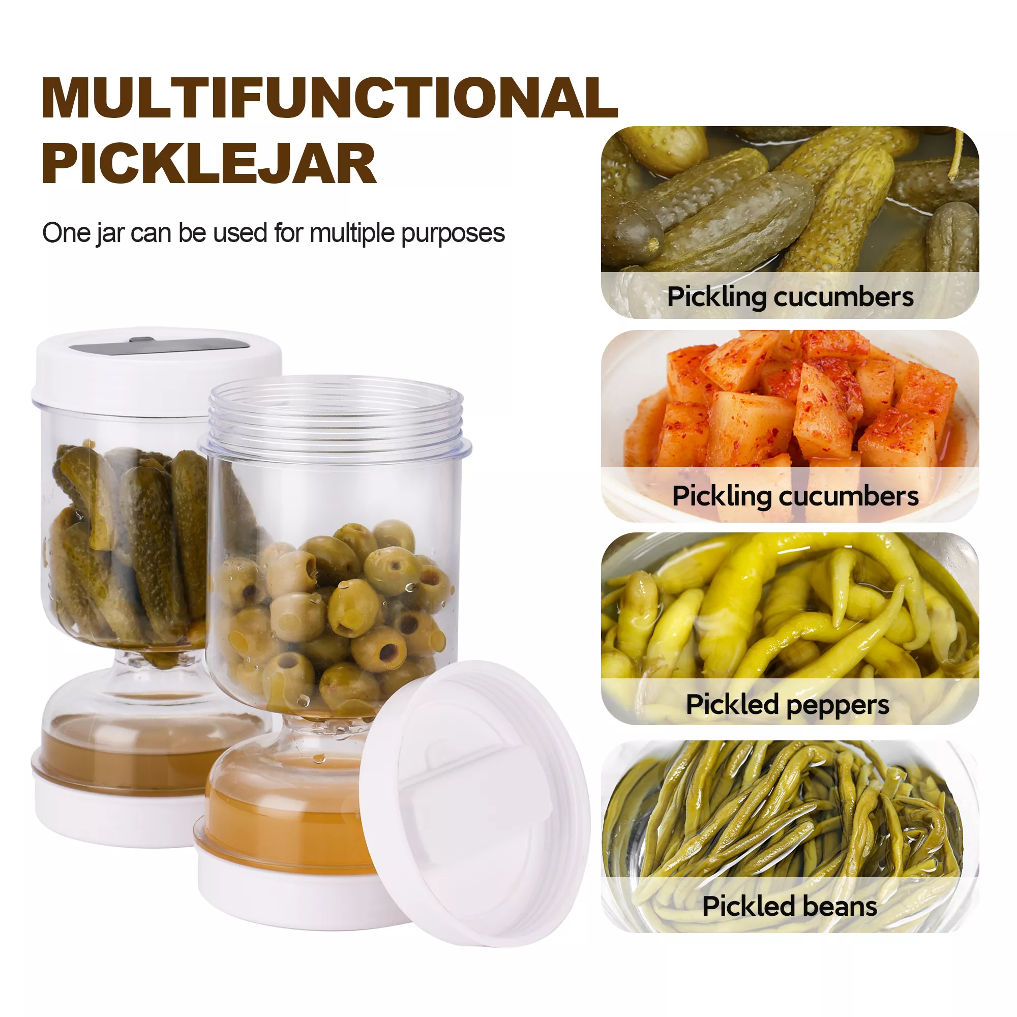 Olive and Pickle Strainer Jar – Airtight Flip Lid Container for Easy Food Storage - Image 2