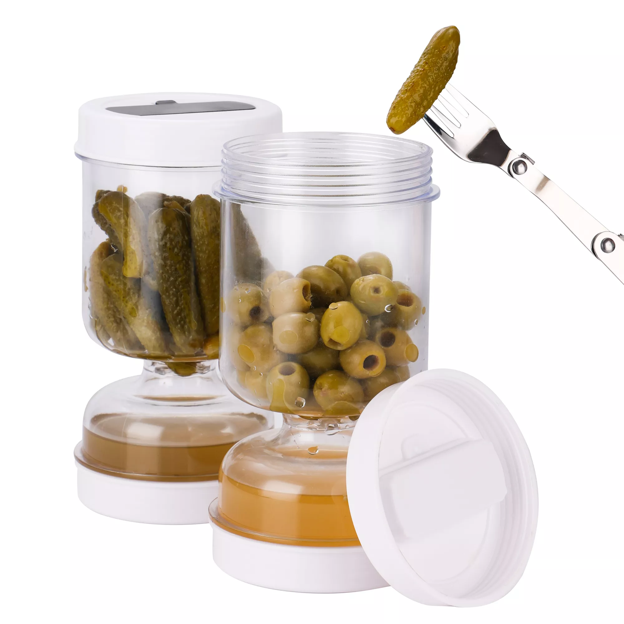 Olive and Pickle Strainer Jar – Airtight Flip Lid Container for Easy Food Storage - Image 6