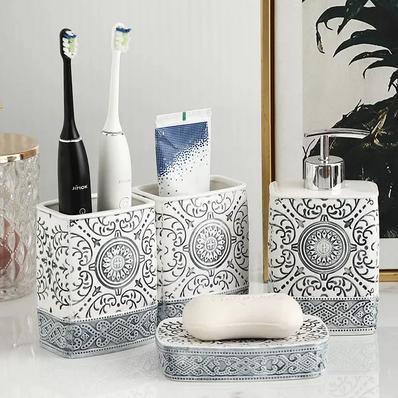 Bohemian Style Ceramic Bathroom Accessories Set - Image 2