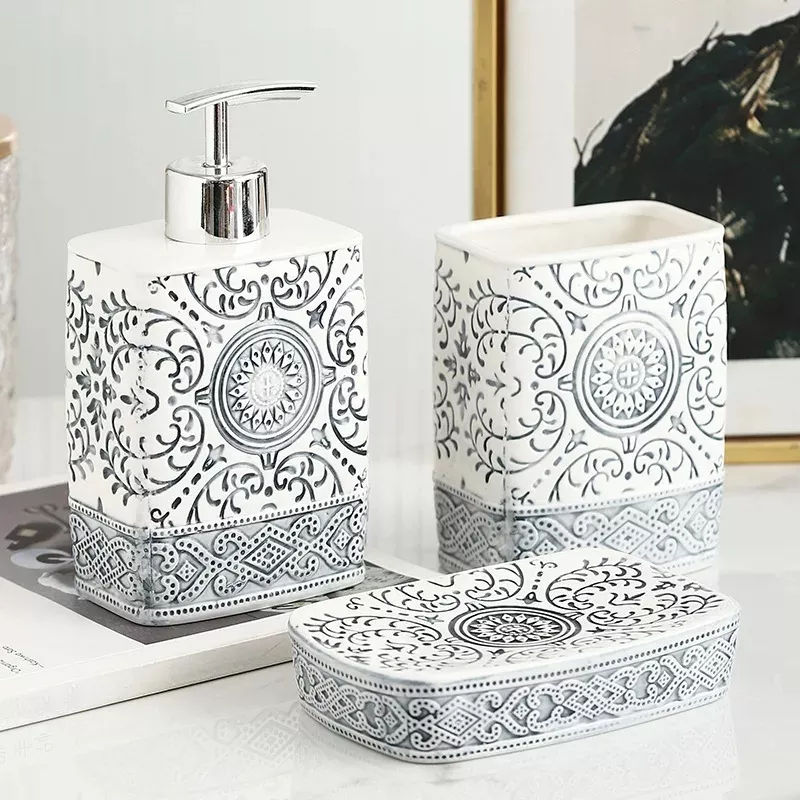 Bohemian Style Ceramic Bathroom Accessories Set - Image 4