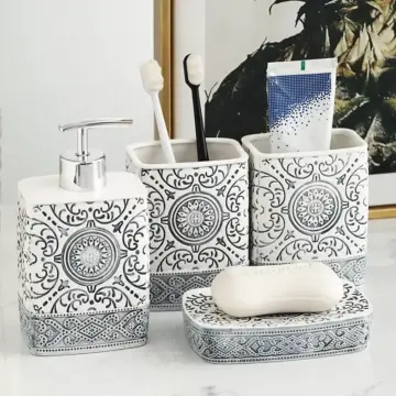 Bohemian Style Ceramic Bathroom Accessories Set