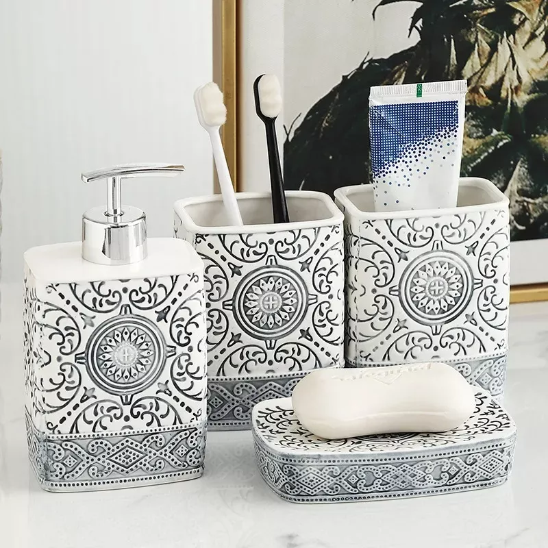 Bohemian Style Ceramic Bathroom Accessories Set