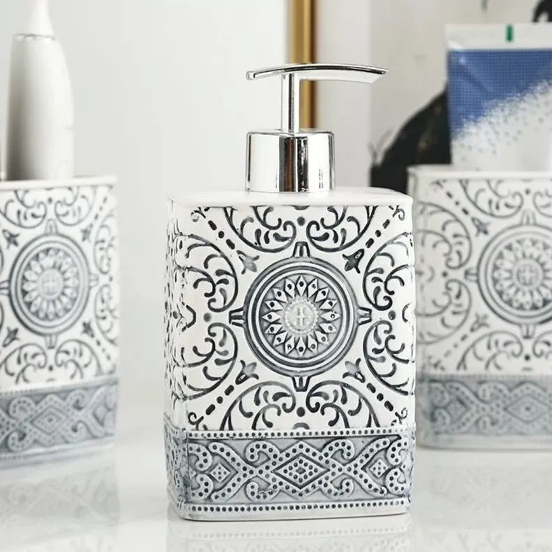 Bohemian Style Ceramic Bathroom Accessories Set - Image 5