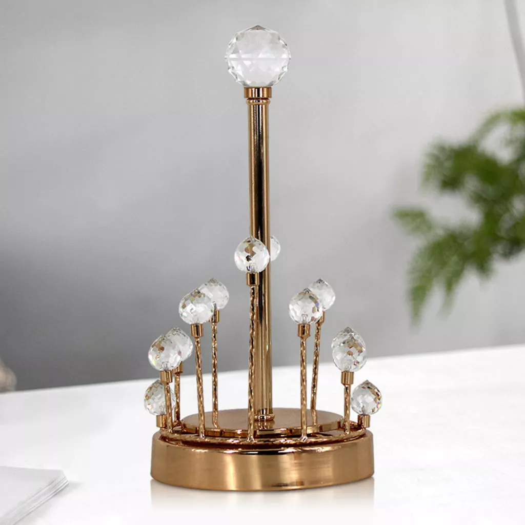 Multipurpose Decorative Paper Towel Holder with Crystal Stone Accent - Image 4