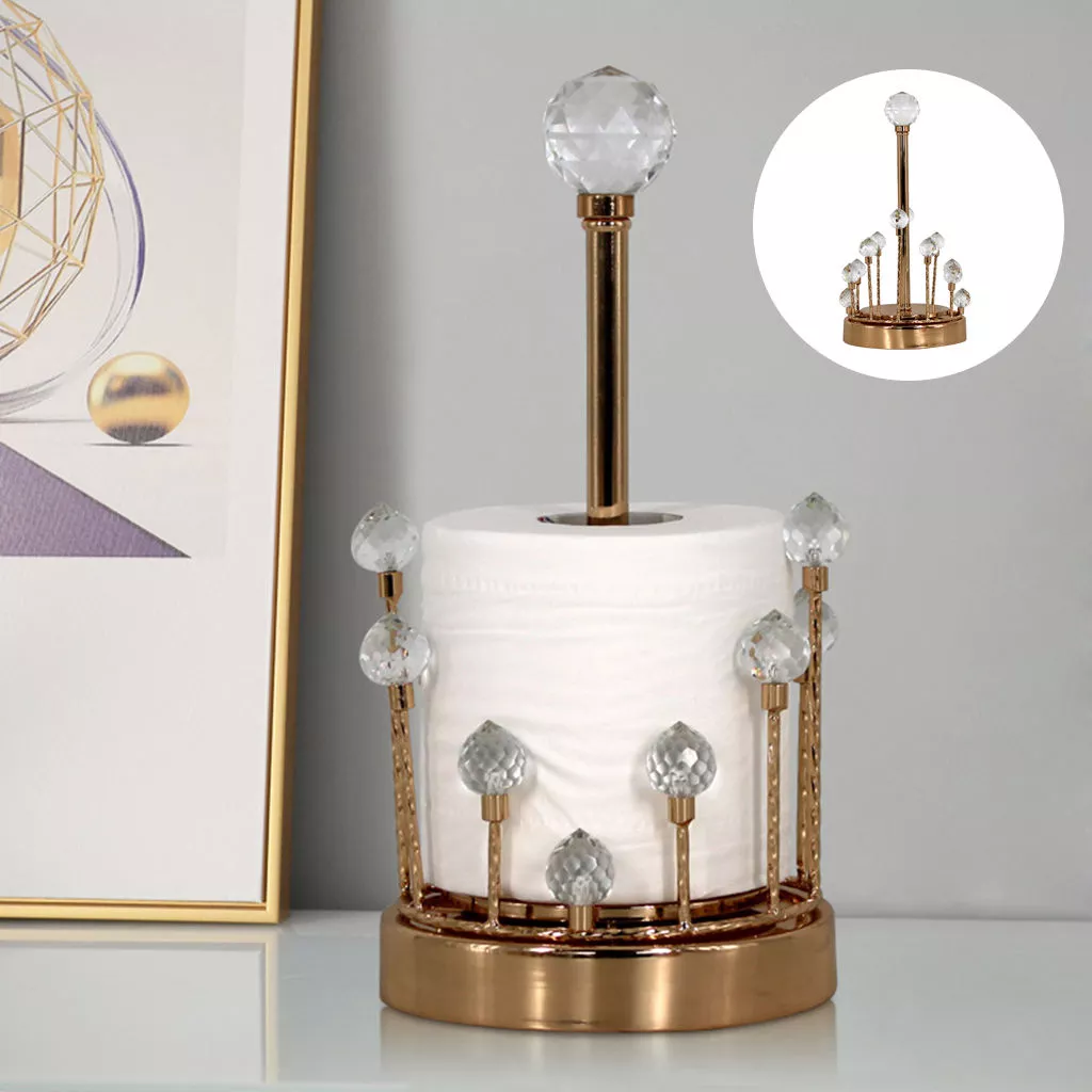 Multipurpose Decorative Paper Towel Holder with Crystal Stone Accent - Image 3