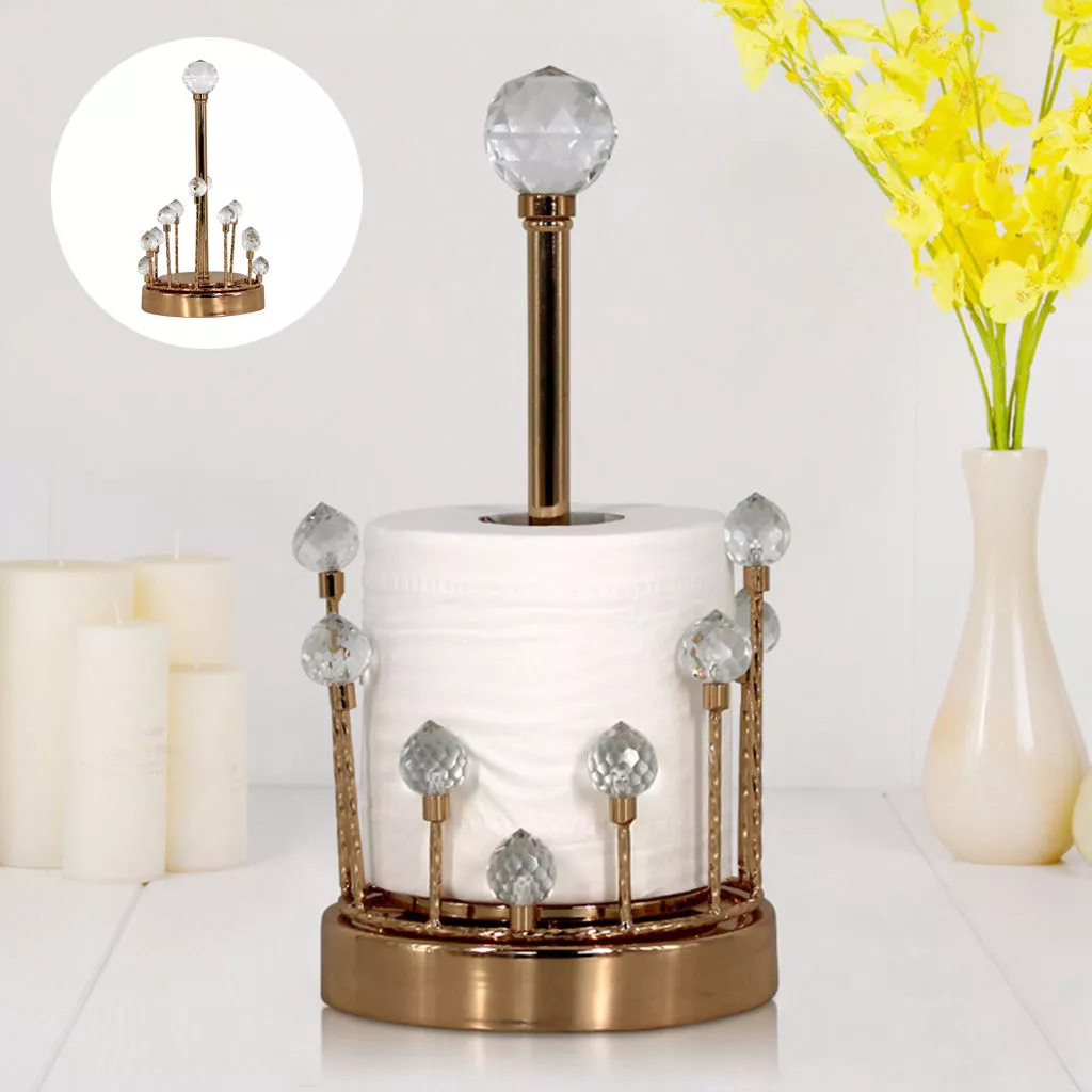 Multipurpose Decorative Paper Towel Holder with Crystal Stone Accent