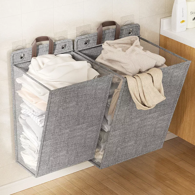 Foldable Adhesive Laundry Basket Hamper - Image 2