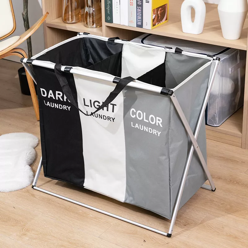 3-Grid Foldable Laundry Basket - Image 2