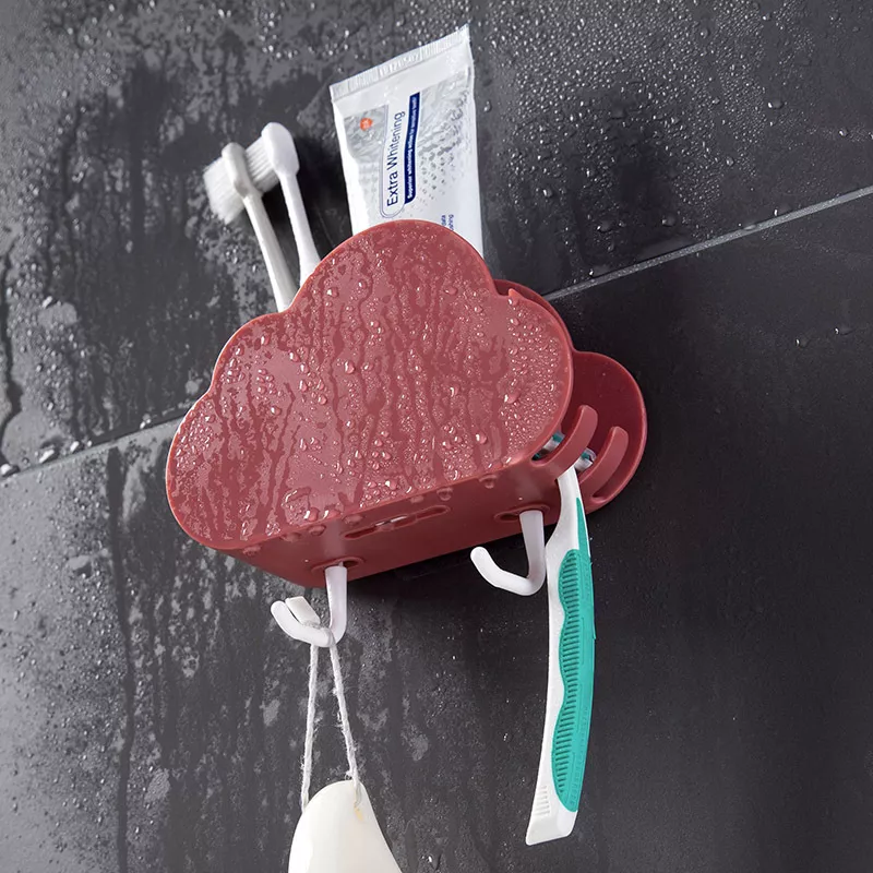Cloud Shape Wall-Mounted Toothbrush & Toothpaste Holder - Image 3