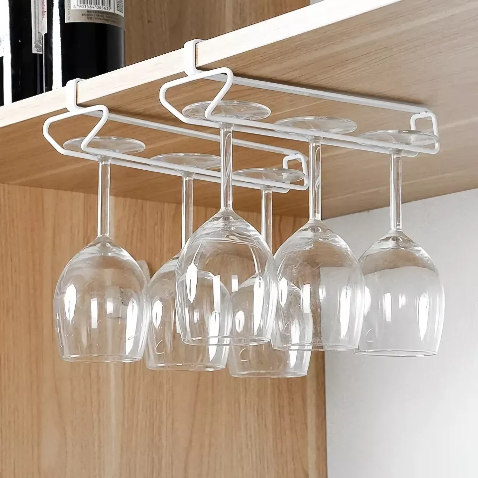 Iron Wine Rack & Glass Holder – Under Cabinet Stemware Storage Organizer - Image 2