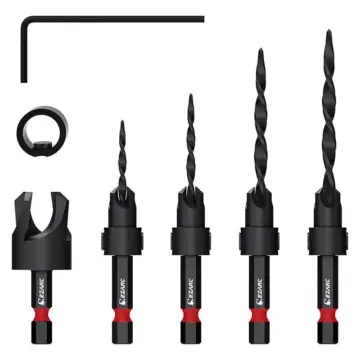 7PCS Wood Countersink Drill Bit Set with Tapered Drill Bits and 1/4" Hex Shank for Woodworking & Carpentry