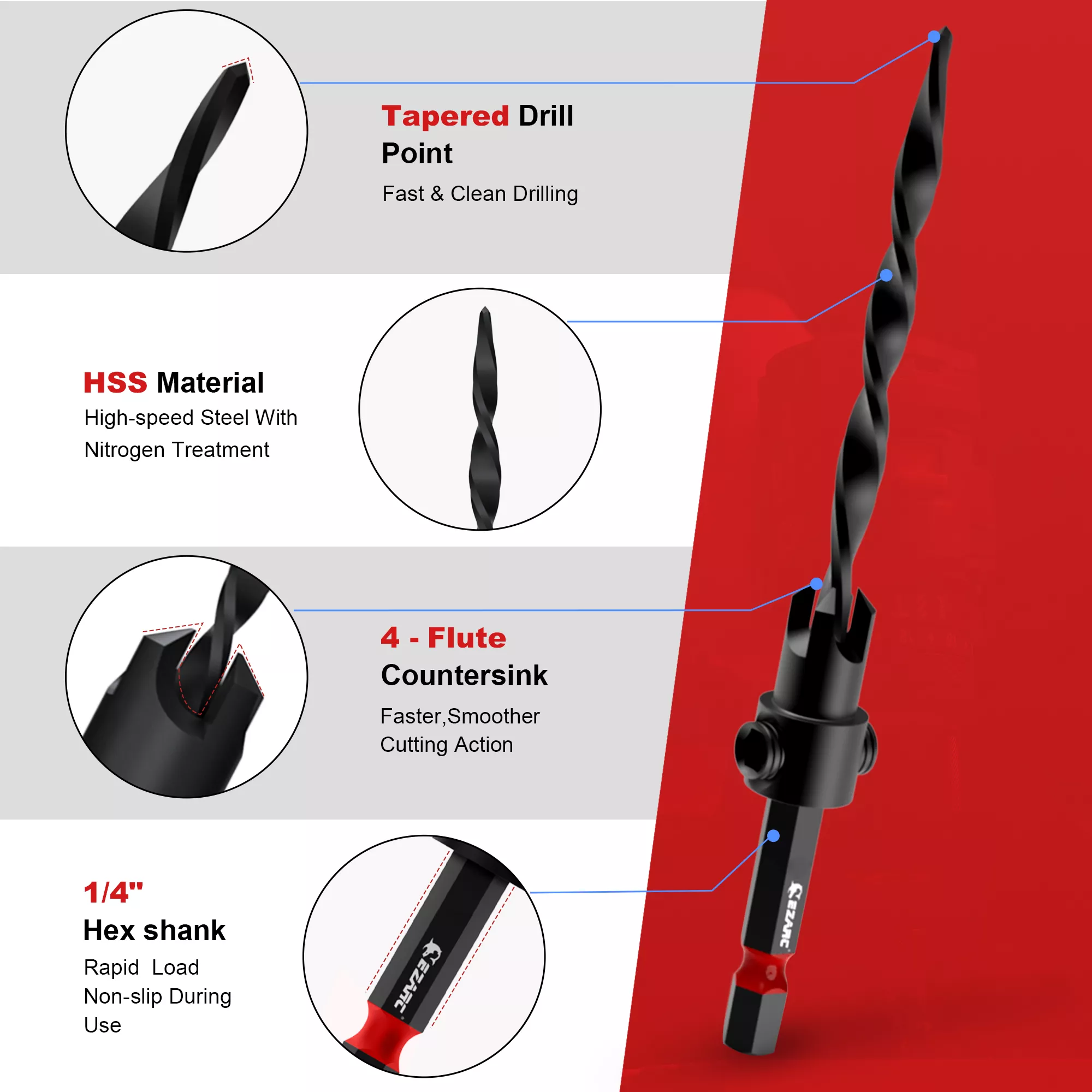 15-Piece Countersink Drill Bit Set - Image 5