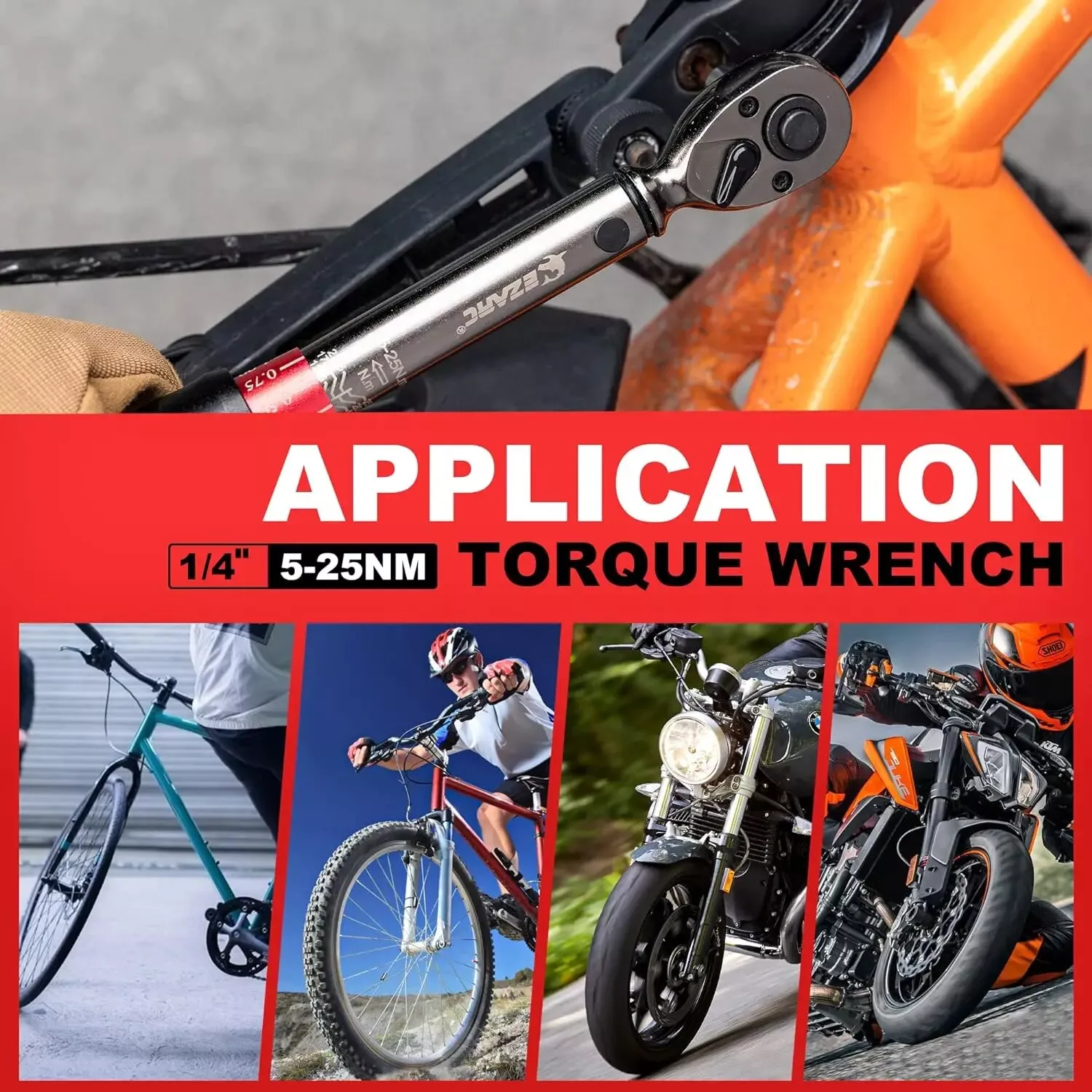 Torque Wrench 1/4 Inch 5-25 Nm ±3% Accuracy with Extension Rod and Ratchet Head - Image 2
