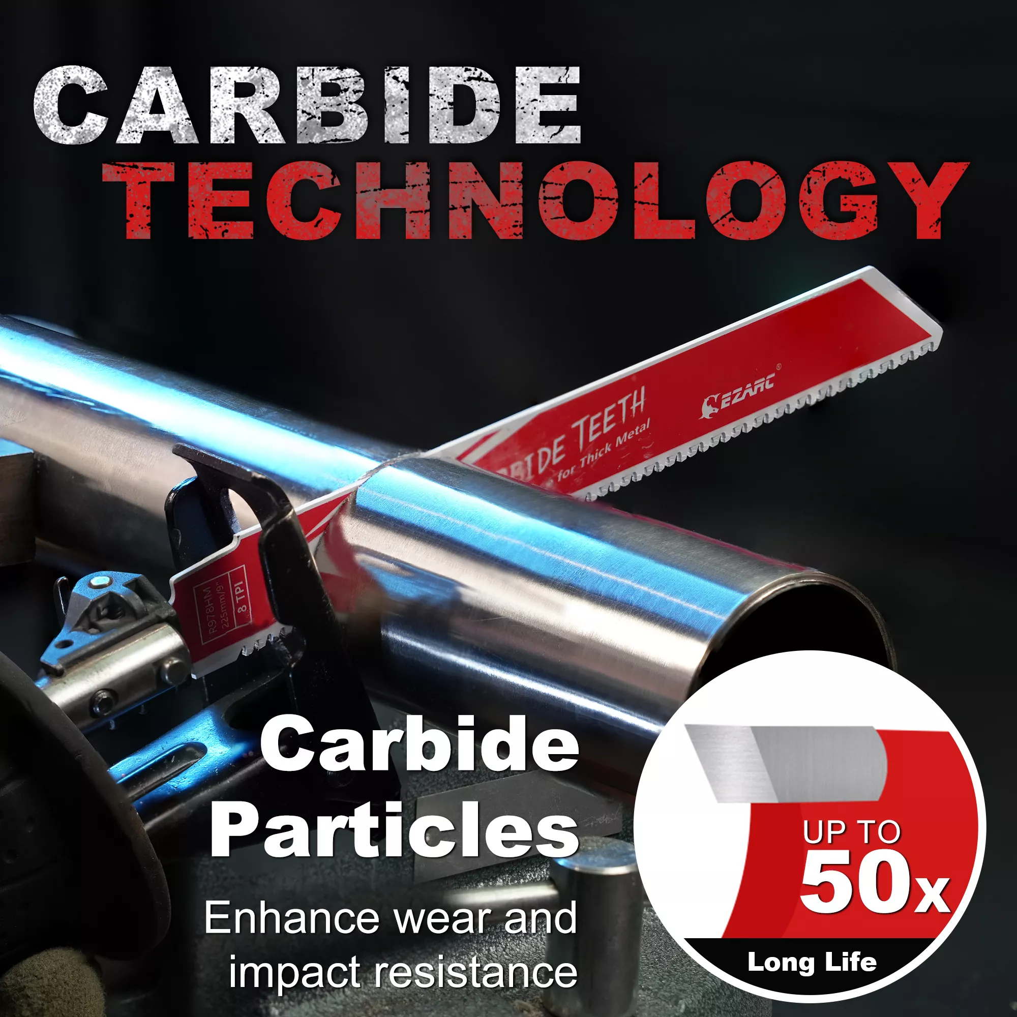 3-Piece Carbide Reciprocating Saw Blades for Tough Metal & Cast Iron - Image 3