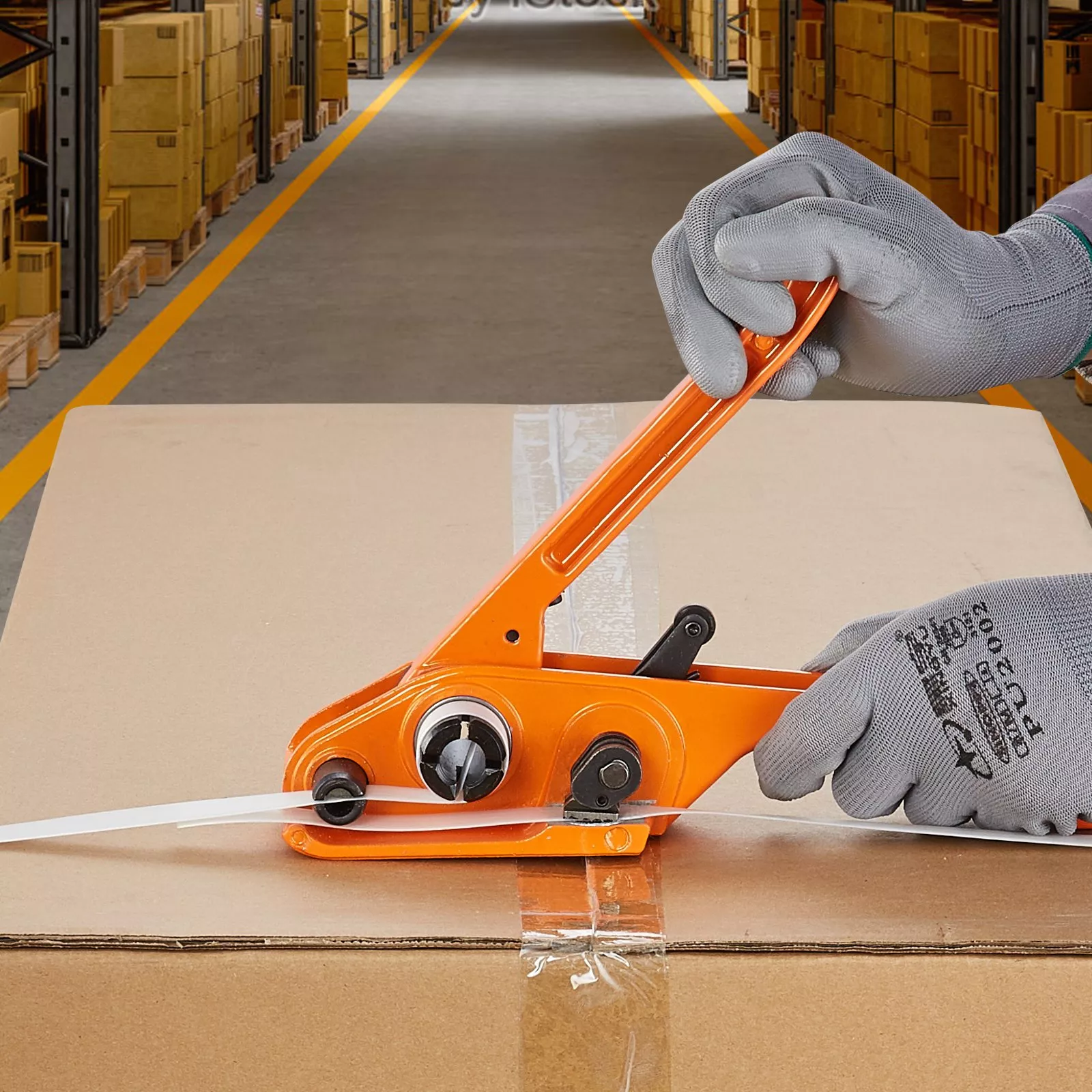 Manual Plastic Strapping Banding Kit with Tension Tool, 1000ft Strap & Seals - Image 2