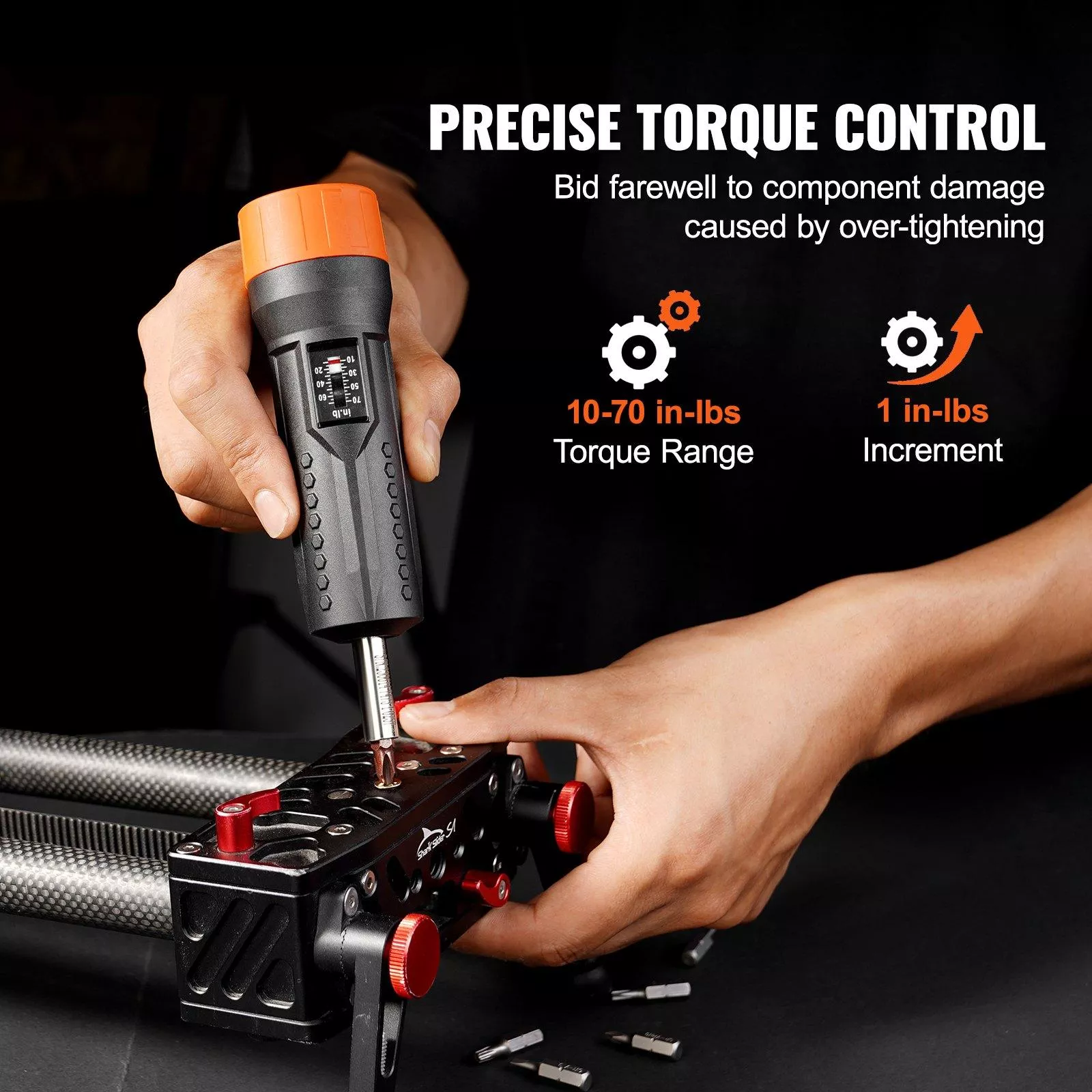 1/4" Torque Screwdriver with 10-70 in-lbs Range & Driver Bits Set - Image 3