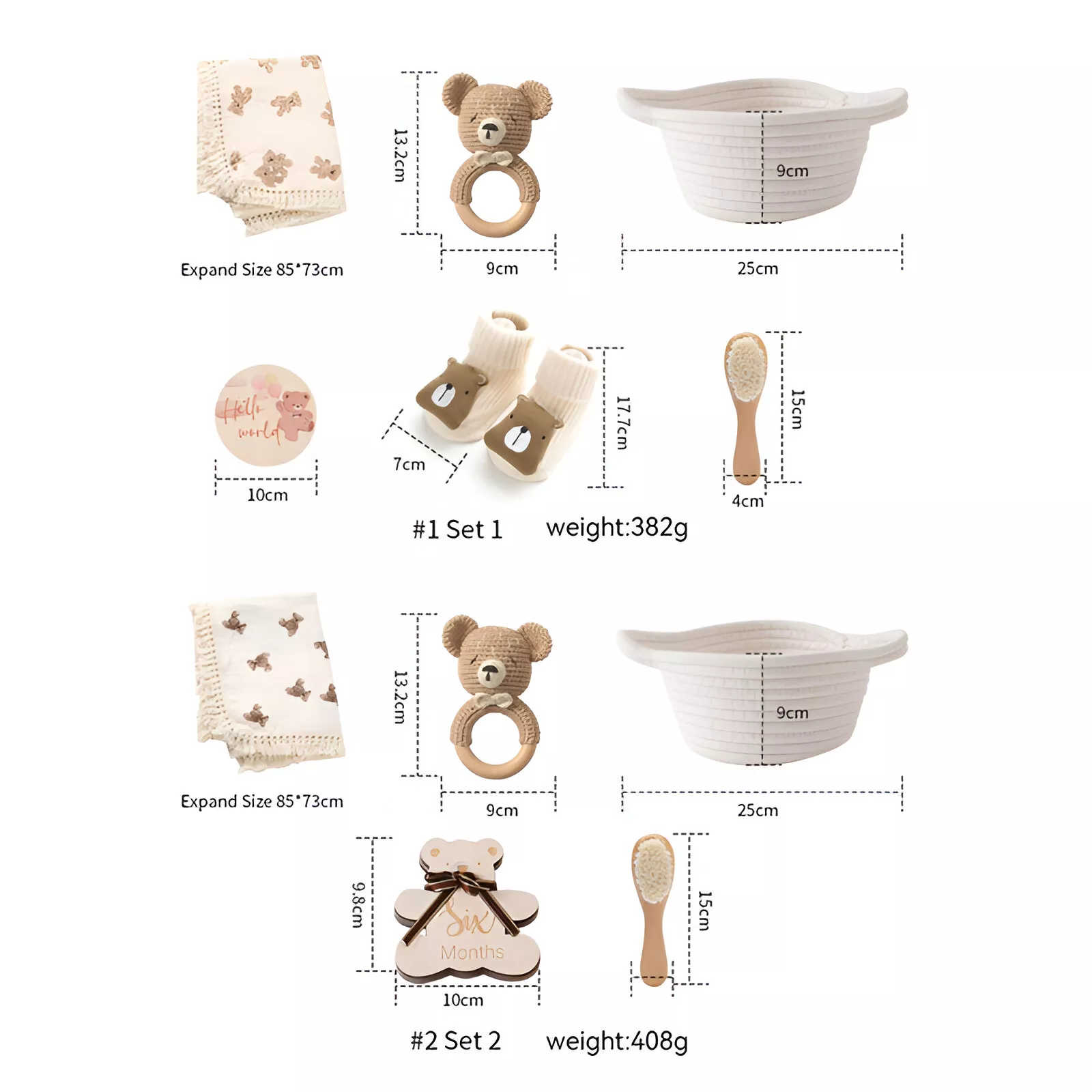 Baby Cartoon Bear Rattle & Milestone Set - Newborn Blanket, Towel, and Bracelet Gift - Image 6