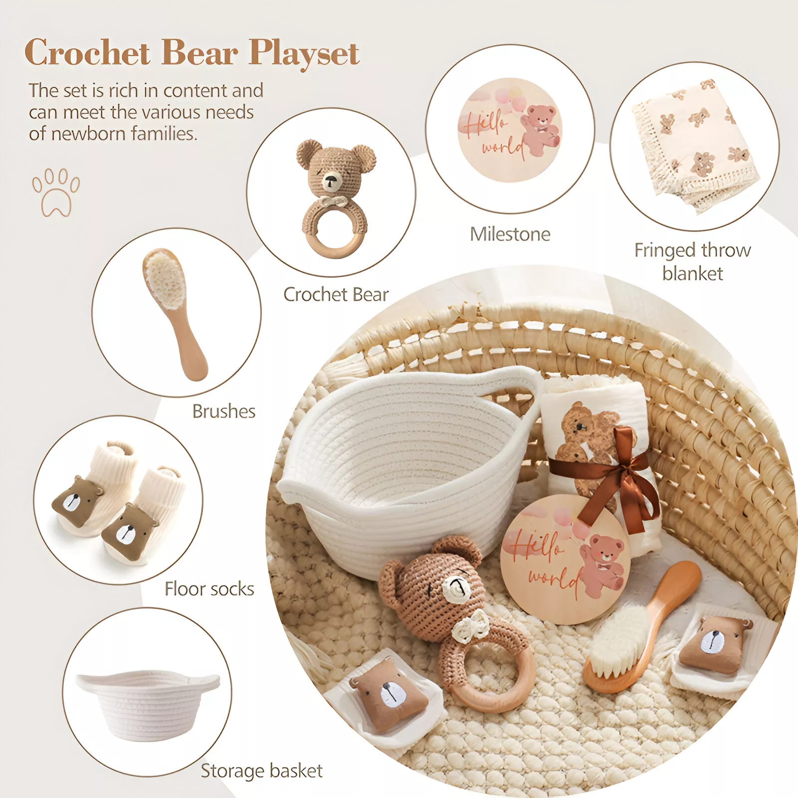 Baby Cartoon Bear Rattle & Milestone Set - Newborn Blanket, Towel, and Bracelet Gift - Image 5
