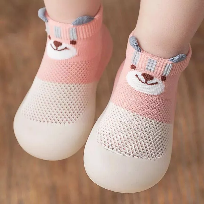 Baby Sock Shoes with Non-Slip Rubber Sole for First Walkers - Cartoon Design