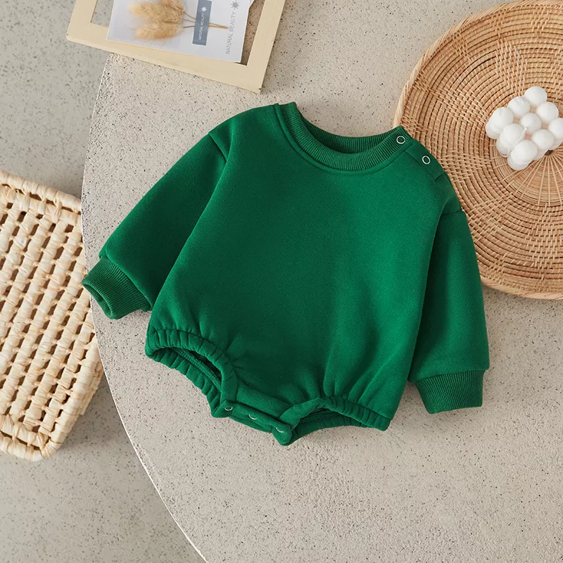 Baby Romper - Long Sleeve Solid Color Bodysuit for Fall and Winter, Unisex - Image 2