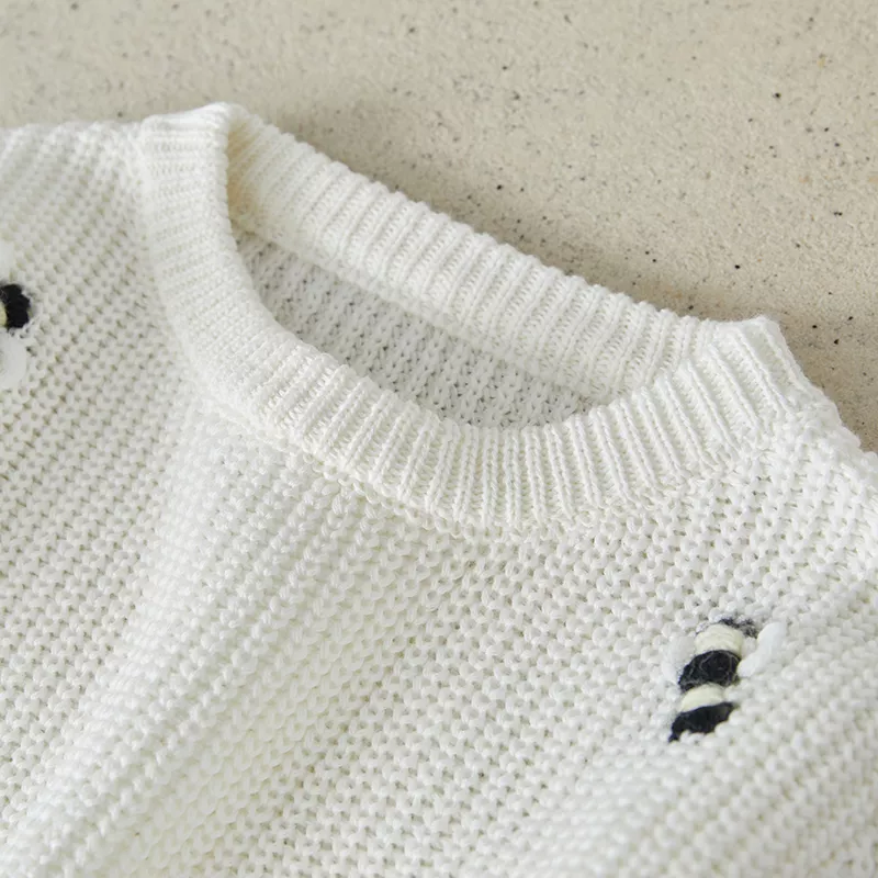 Newborn Baby Knitted Sweater - Bee Pattern Long Sleeve Autumn Winter Pullover - Image 4