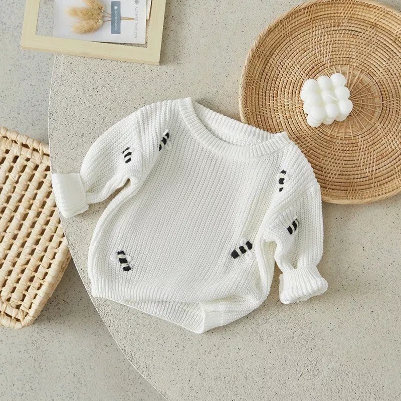 Newborn Baby Knitted Sweater - Bee Pattern Long Sleeve Autumn Winter Pullover