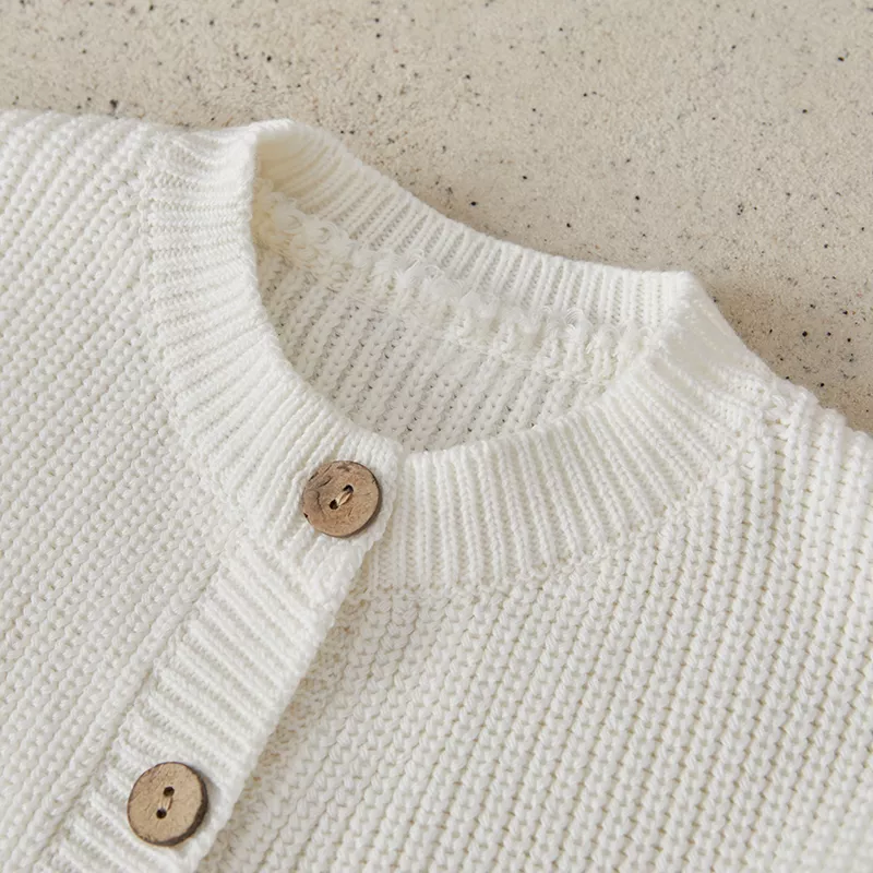 Baby Knitted Cardigan - Long Sleeve Solid Color Button-Up Sweater - Image 4