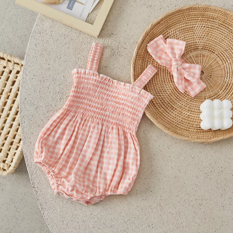Baby Girls 2-Piece Summer Outfit - Sleeveless Romper with Headband Set - Image 2