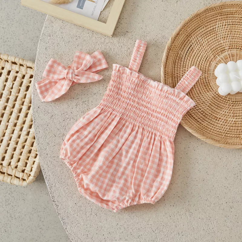 Baby Girls 2-Piece Summer Outfit - Sleeveless Romper with Headband Set - Image 3