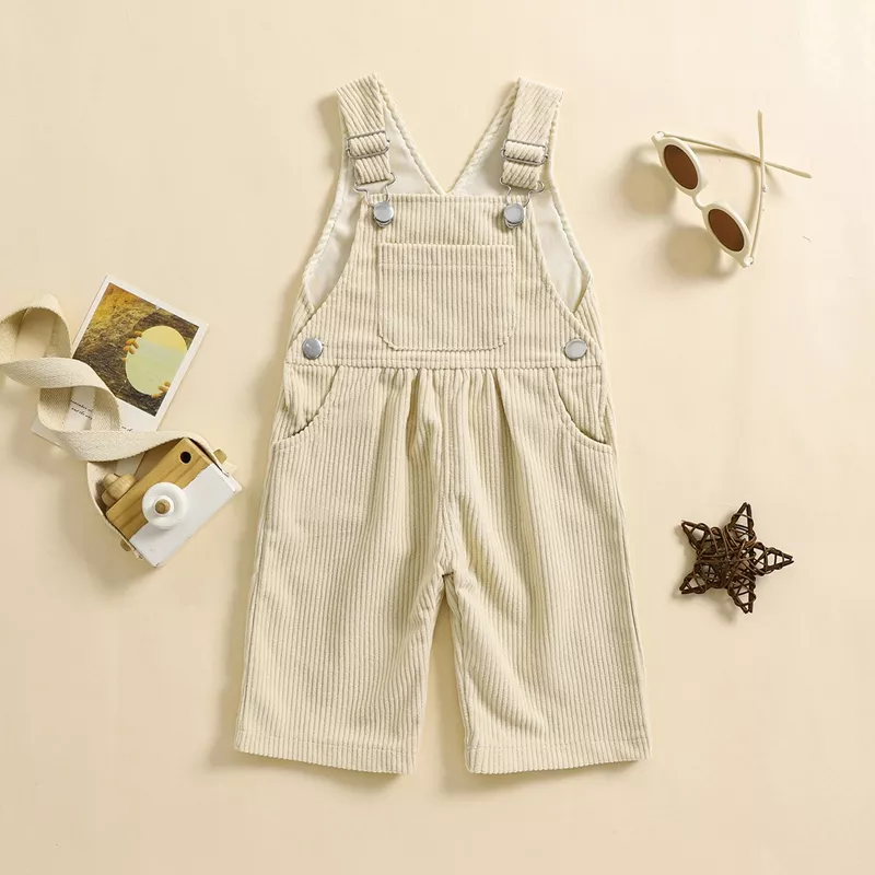 Baby Girl Summer Wide Leg Overalls - Square Neck Jumpsuit with Front Pocket - Image 3