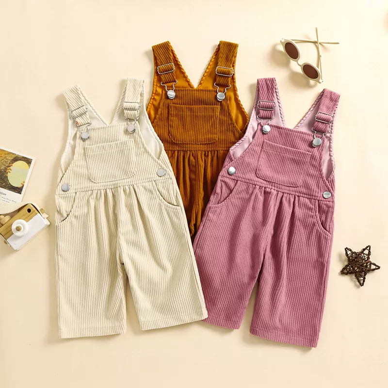 Baby Girl Summer Wide Leg Overalls - Square Neck Jumpsuit with Front Pocket - Image 2