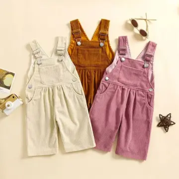 Baby Girl Summer Wide Leg Overalls - Square Neck Jumpsuit with Front Pocket