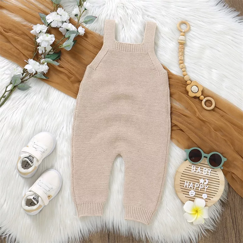 Baby Knitted Sweater Rompers - Button-Up Sleeveless Jumpsuit for Fall & Winter - Image 4