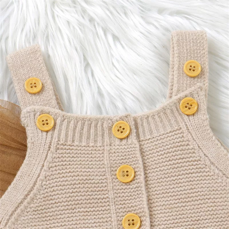 Baby Knitted Sweater Rompers - Button-Up Sleeveless Jumpsuit for Fall & Winter - Image 5