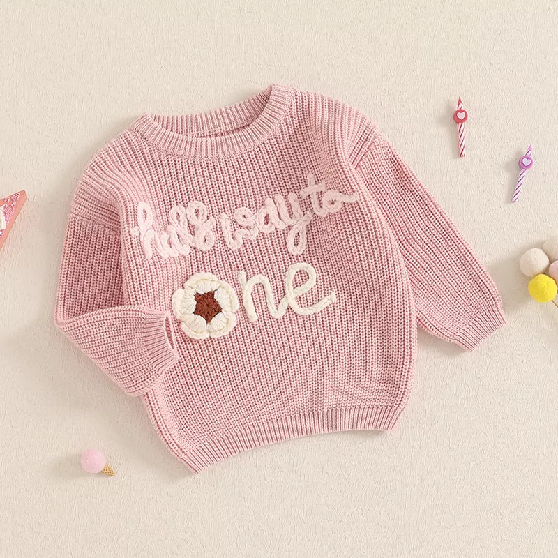 Baby Girl Autumn Winter Floral Embroidery Sweater – Long Sleeve Knitted Pullover - Image 2