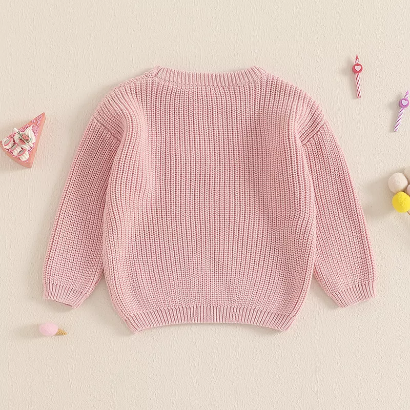 Baby Girl Autumn Winter Floral Embroidery Sweater – Long Sleeve Knitted Pullover - Image 3