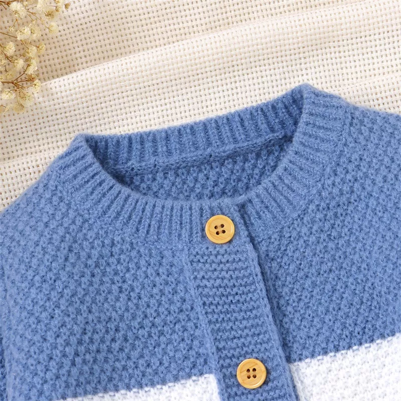 Adorable Baby Knitted Romper and Beanie Set – Long Sleeve, Button Down Jumpsuit - Image 5