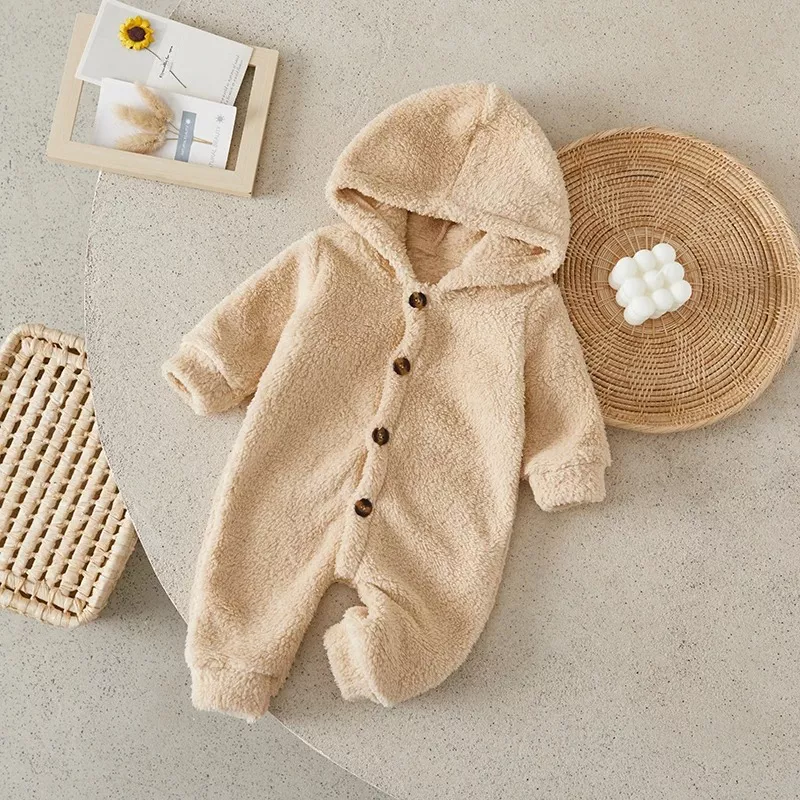 Soft Fleece Hooded Baby Romper