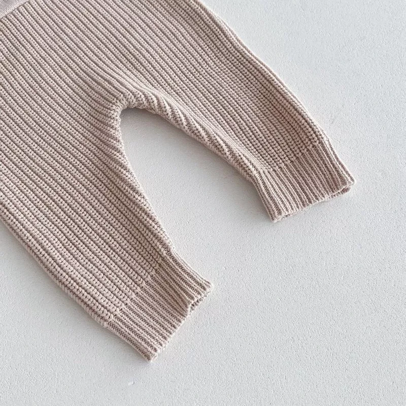 Baby Girls and Boys Sleeveless Knitted Overalls Romper with Front Pocket - Image 6