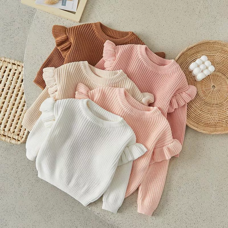 Newborn Knitted Ruffled Baby Sweater Pullover