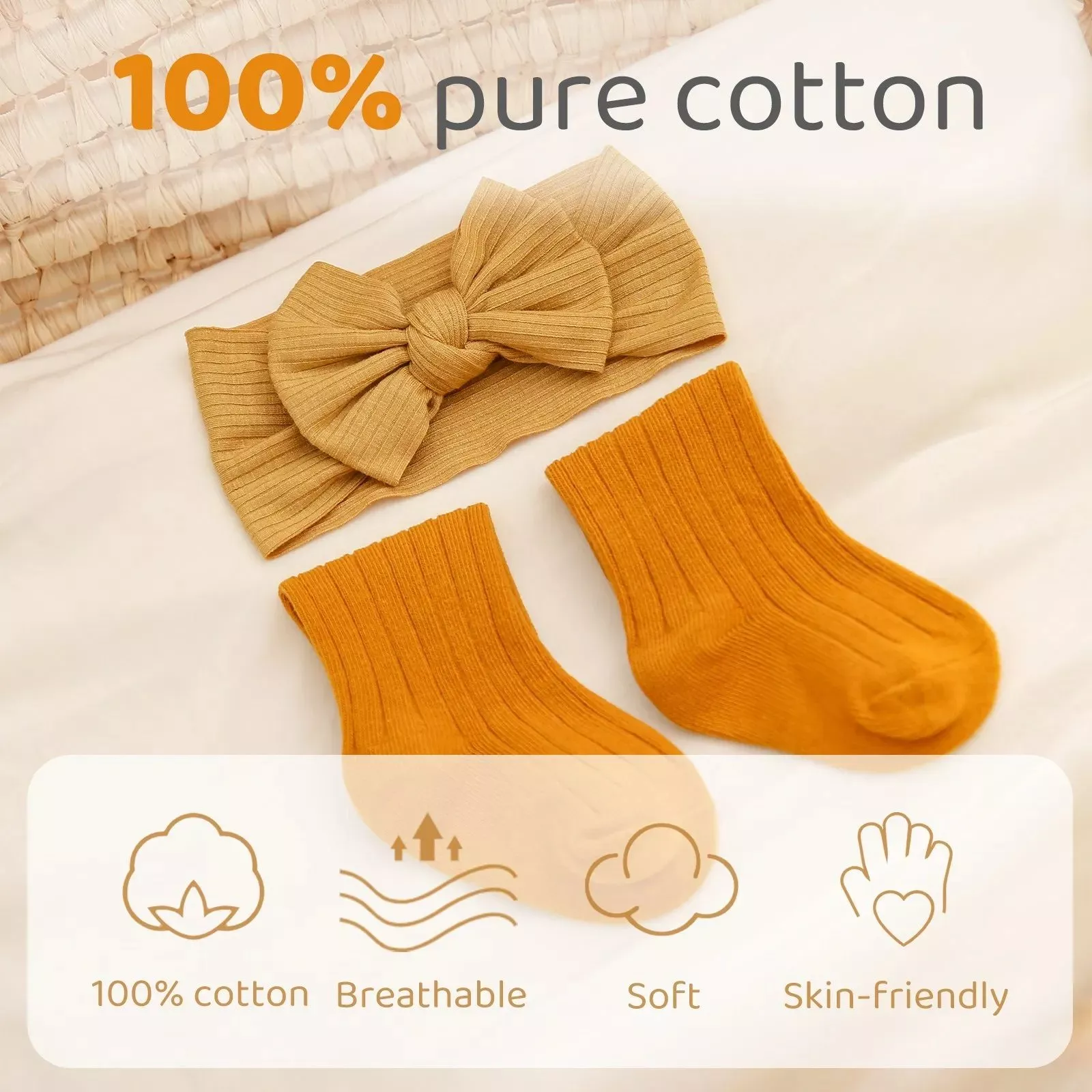 Baby Headband & Socks Set with Bows - Image 4