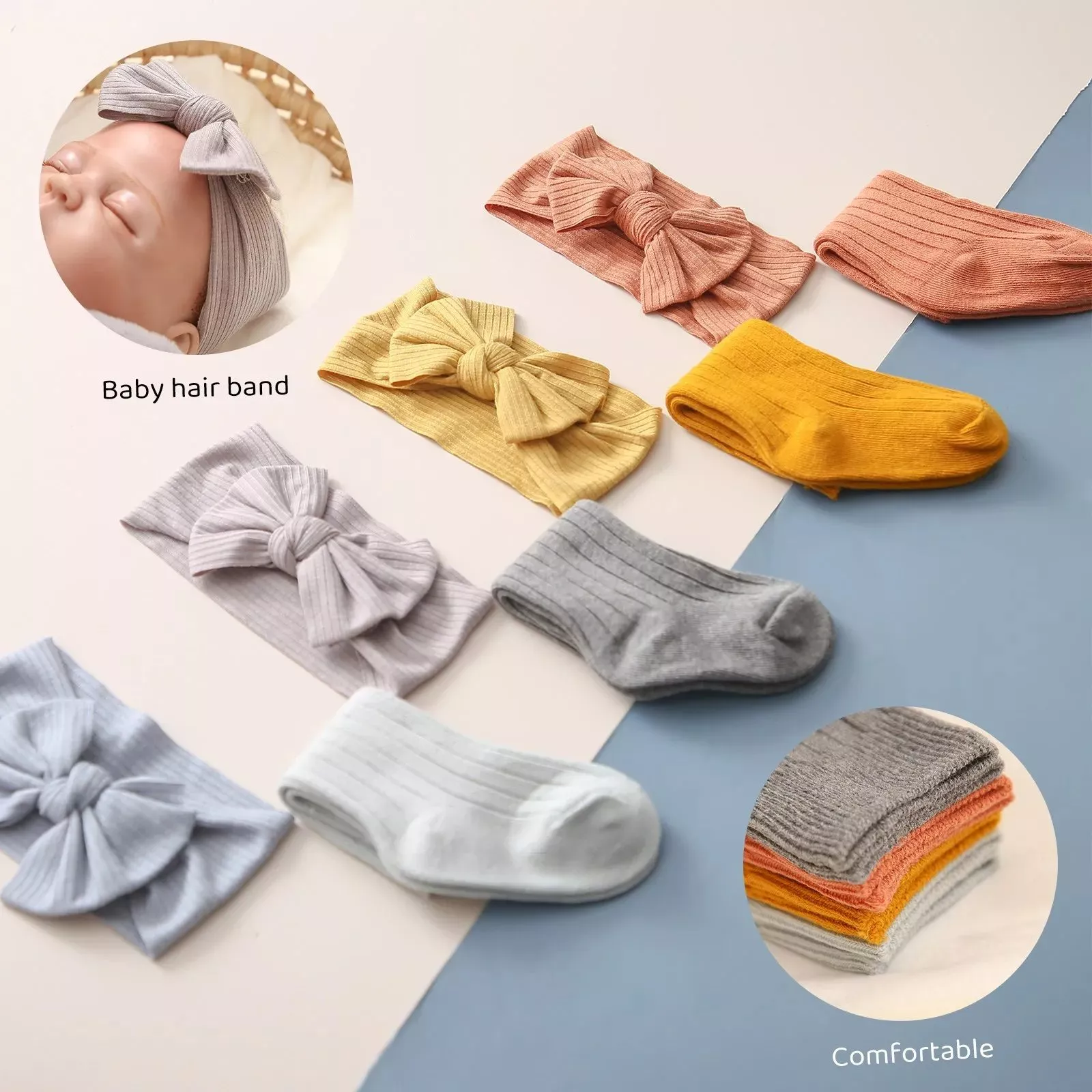 Baby Headband & Socks Set with Bows - Image 5