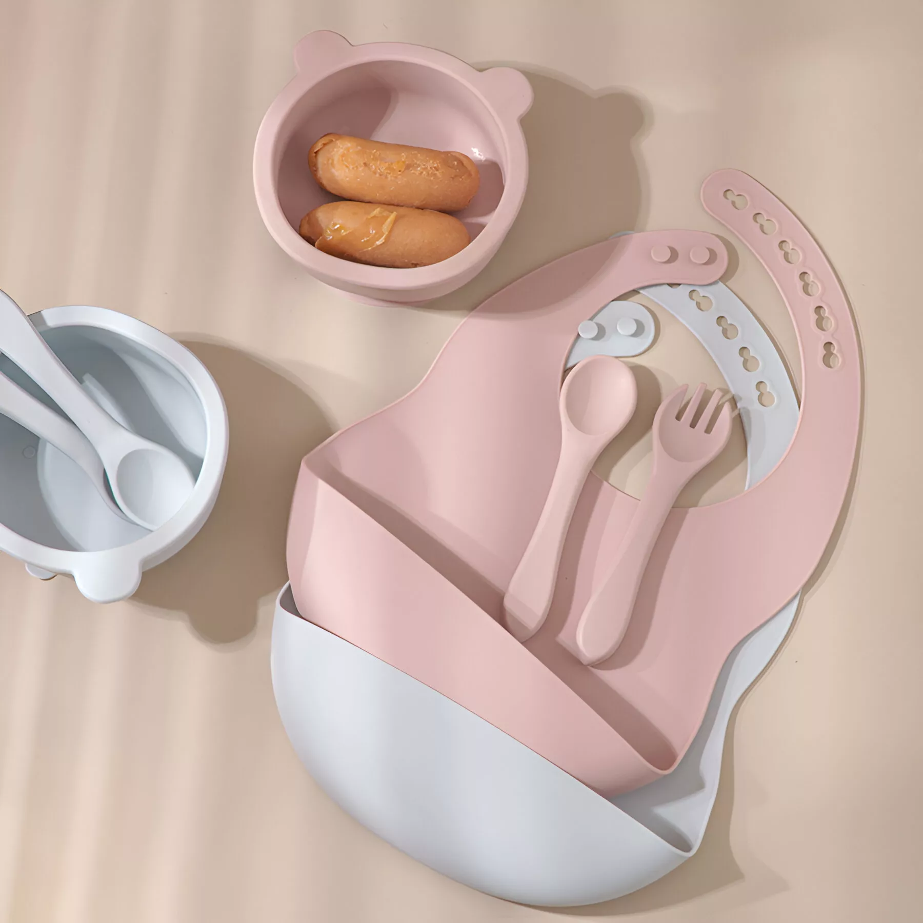Silicone Baby Dinnerware Set with Adjustable Bib and Cartoon Bowl - Image 4
