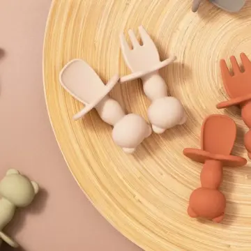 Soft Silicone Baby Training Fork and Spoon Set