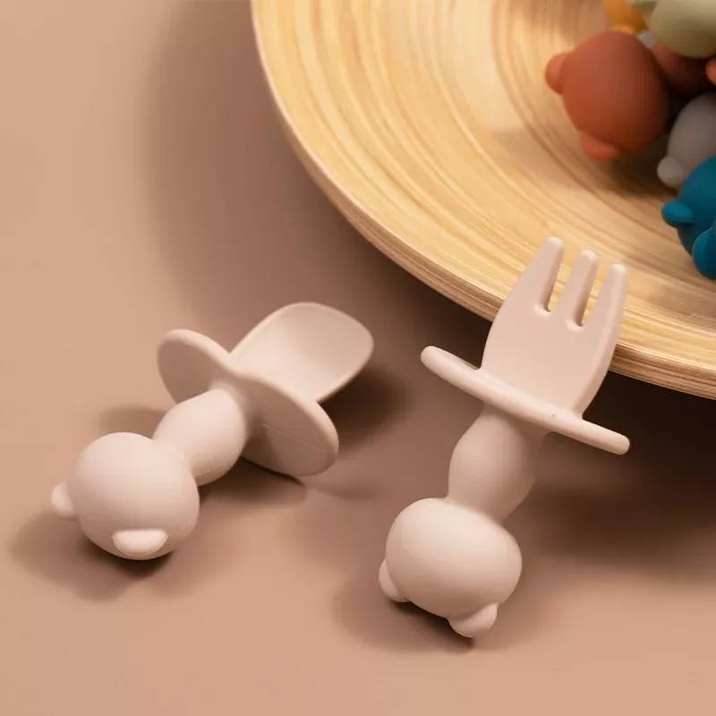 Soft Silicone Baby Training Fork and Spoon Set - Image 3