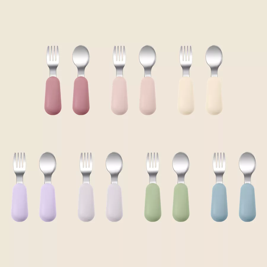 2PCS Silicone Stainless Steel Baby Fork and Spoon Set - Image 5